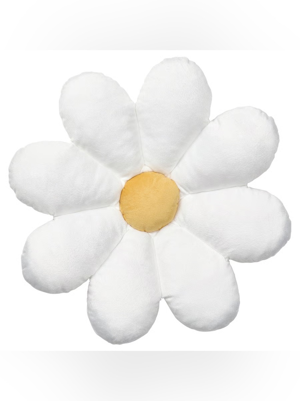 White Daisy Plush Accent Pillow with Yellow Center